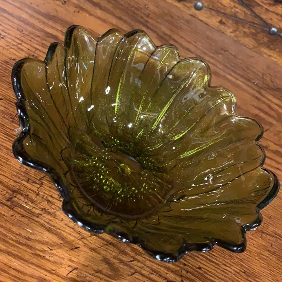 VTG Indiana Glass green sunflower Lily Pons bowl - Picture 9 of 11
